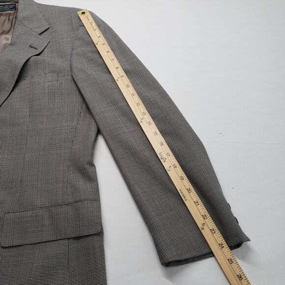Vintage Brooks Brothers Mens 41L Gray Houndstooth Windowpane Wool Blazer Jacket - Picture 8 of 16
